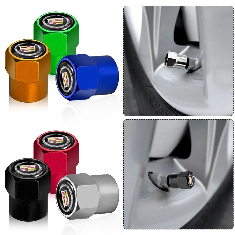 4Pcs Metal Car Wheel Tire Valve Core Cap Car Styling For Cadillac Escalade Tiburon Deville Seville XT5 XTS CTS BLS SLS DTS SRX Metal