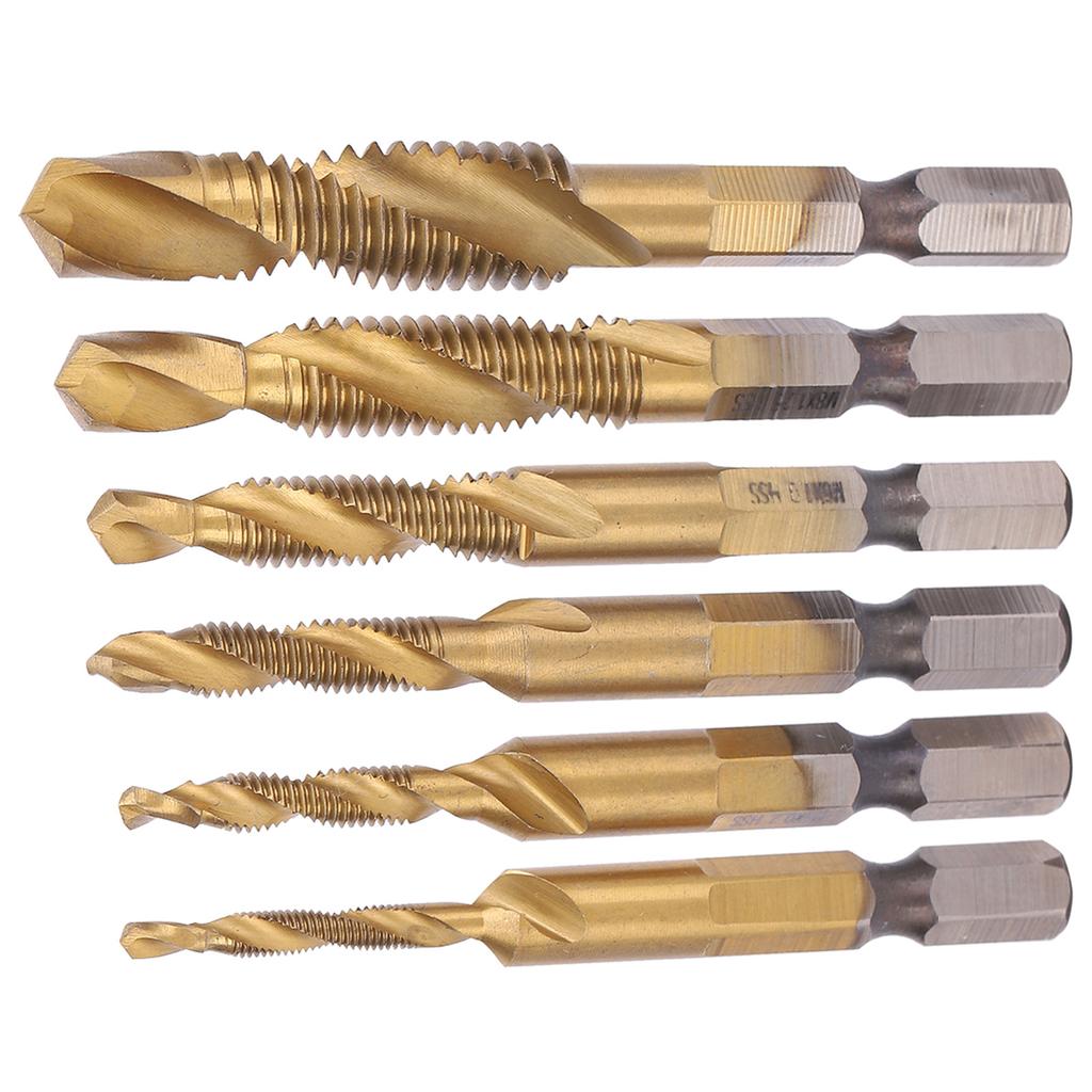 6pcs Screw Tap Drill Bits Kit 6542 High Speed Steel M10 M8 M6 M5 M4 M3 Tapping ToolsLong  Type