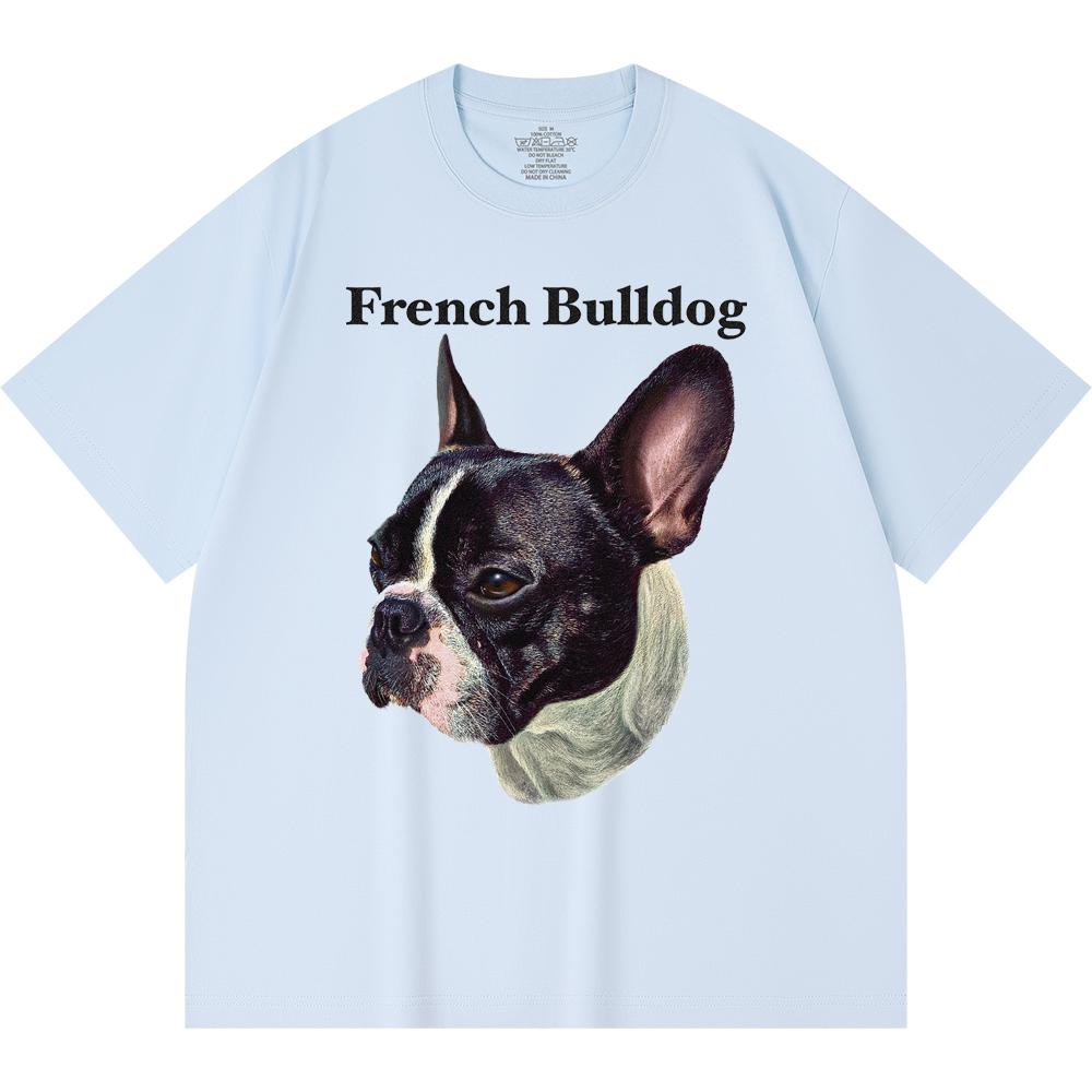 230GSM 100% Cotton T-Shirt French Bulldog-1 Print Tees Funny Harajuku Style Combed Cotton Tshirt