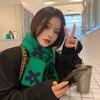 Fresh Hyuna Small Flower Double Sided Knitted Scarf for Women Winter Korean Version Versatile Ins Student Warm Woolen Scarf