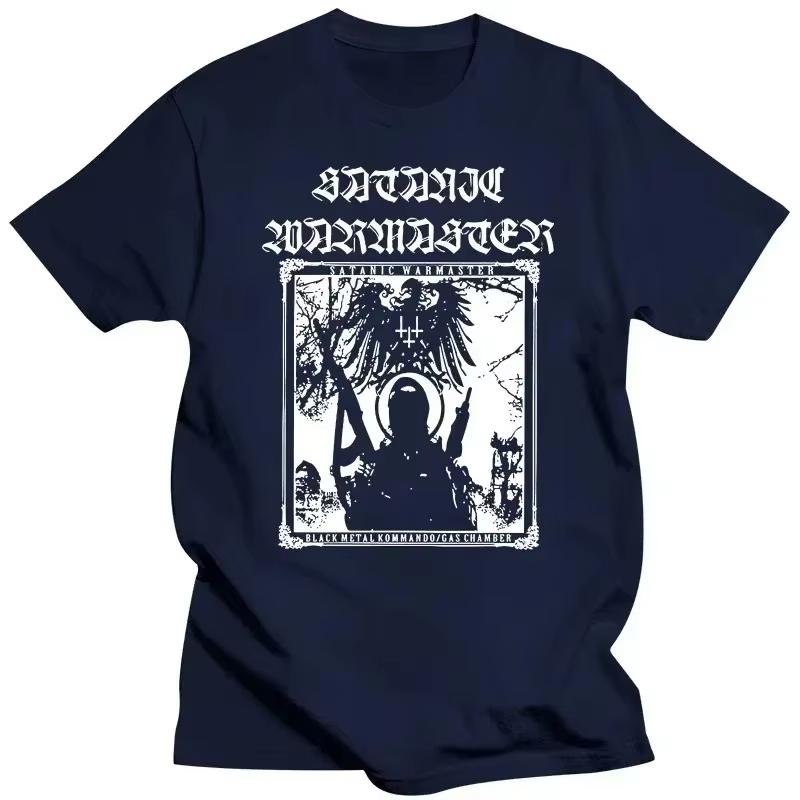 Satanic Warmaster Black Heavy Metal Pánské tričko s krátkým rukávem z čisté bavlny, ležérní vintage topy, harajuku streetwear, volnočasové tričko