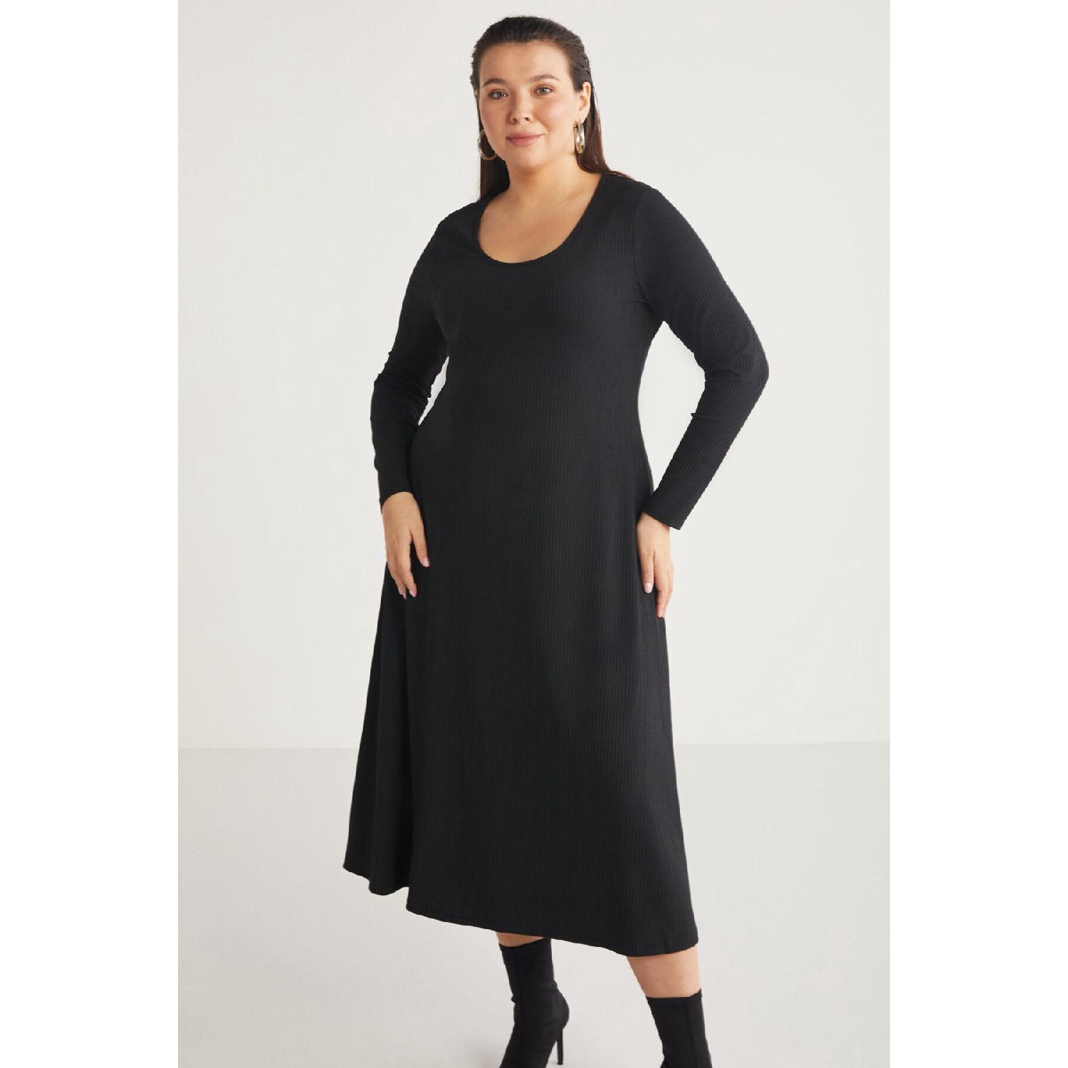 

Ninabb Women Deep Round Round Broods Middin Boy Boy Black Body Dress XL чорний