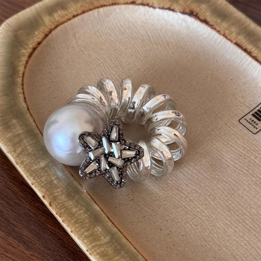 Luxury Telephone Scrunchie Trendy Star Shaped Hair Ties For Women Girl серебряный