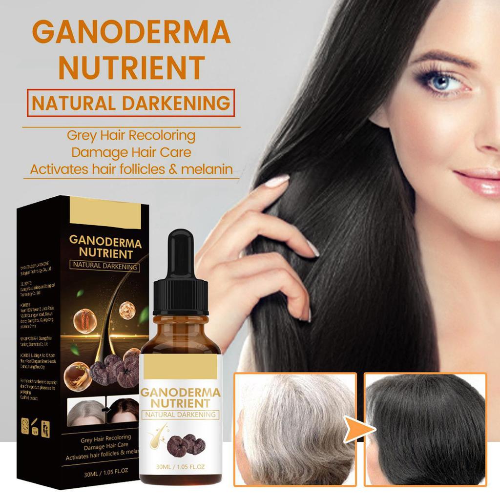 Sérum pour cheveux gris, sérum assombrissant naturel, nutriments à base de ganoderma, assombrissement naturel, nutriments capillaires biologiques, sérum gris, favorise des cheveux plus lisses 30 ml