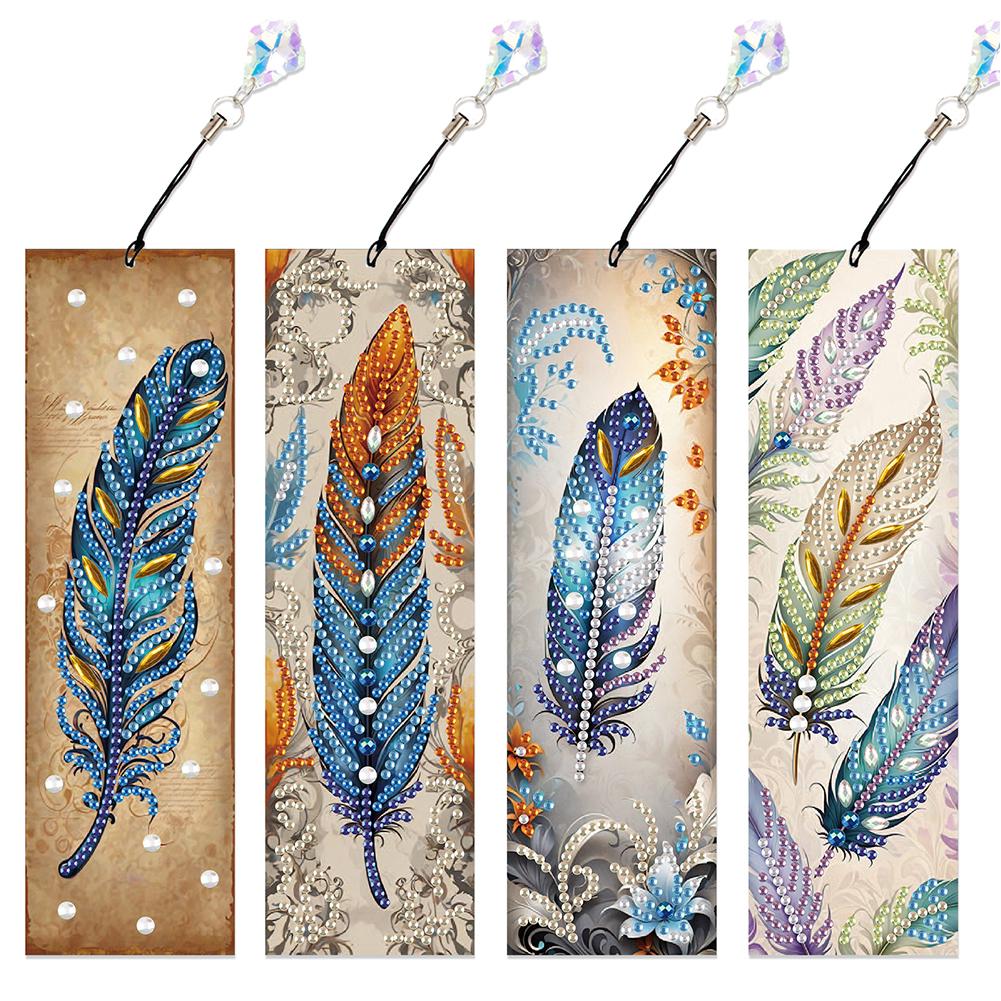 4Pcs DIY Irregular Shaped Diamonds Diamond Art Bookmark for DIY Making Beginners Adult Art Craft Supplies Handmade Birthday Gift