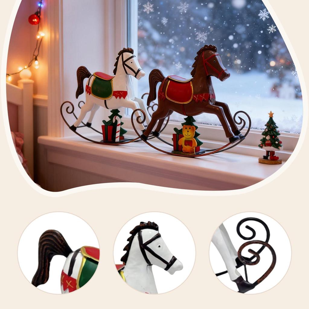 Christmas Horse Statue Crafts Iron for Home Decor Tabletop Ornament Gift Sculpture for Hallway Office Cabinet Bedroom Indoor