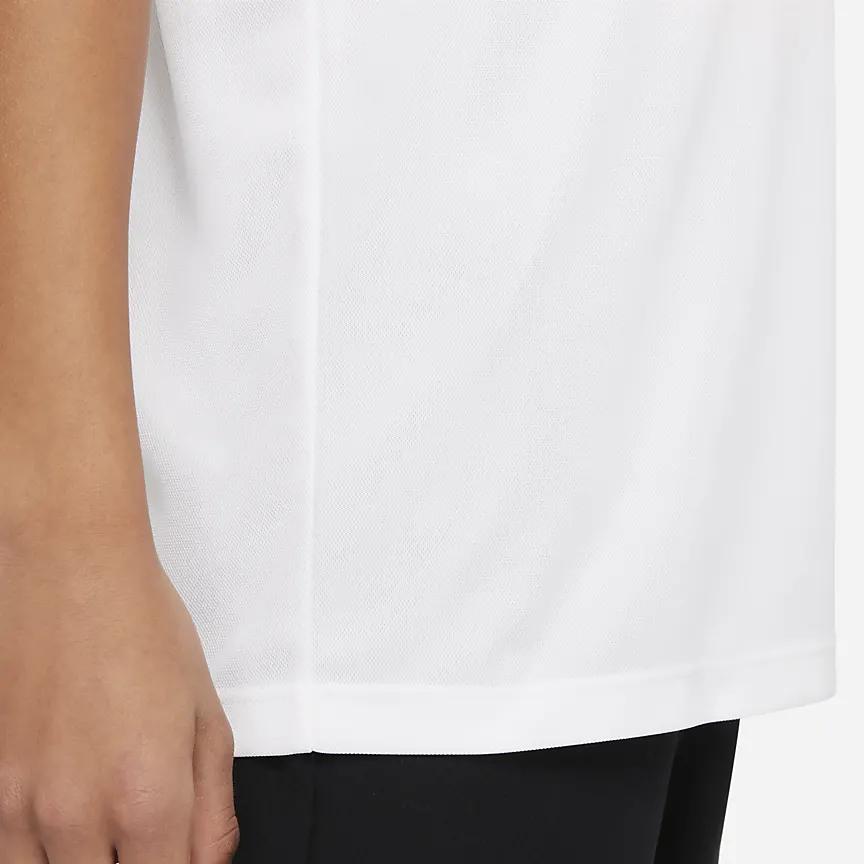 Nike Kids Plain Logo Print Straight Cut Short Sleeve Polo Shirt Kids Tops White DN1970-100