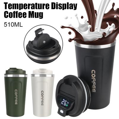 For Tea Water Coffee Leak_Proof Travel Thermo Cup Car Thermos Mug Temperature Display Thermo Cafe 510ML Thermal Mug Coffee Mug