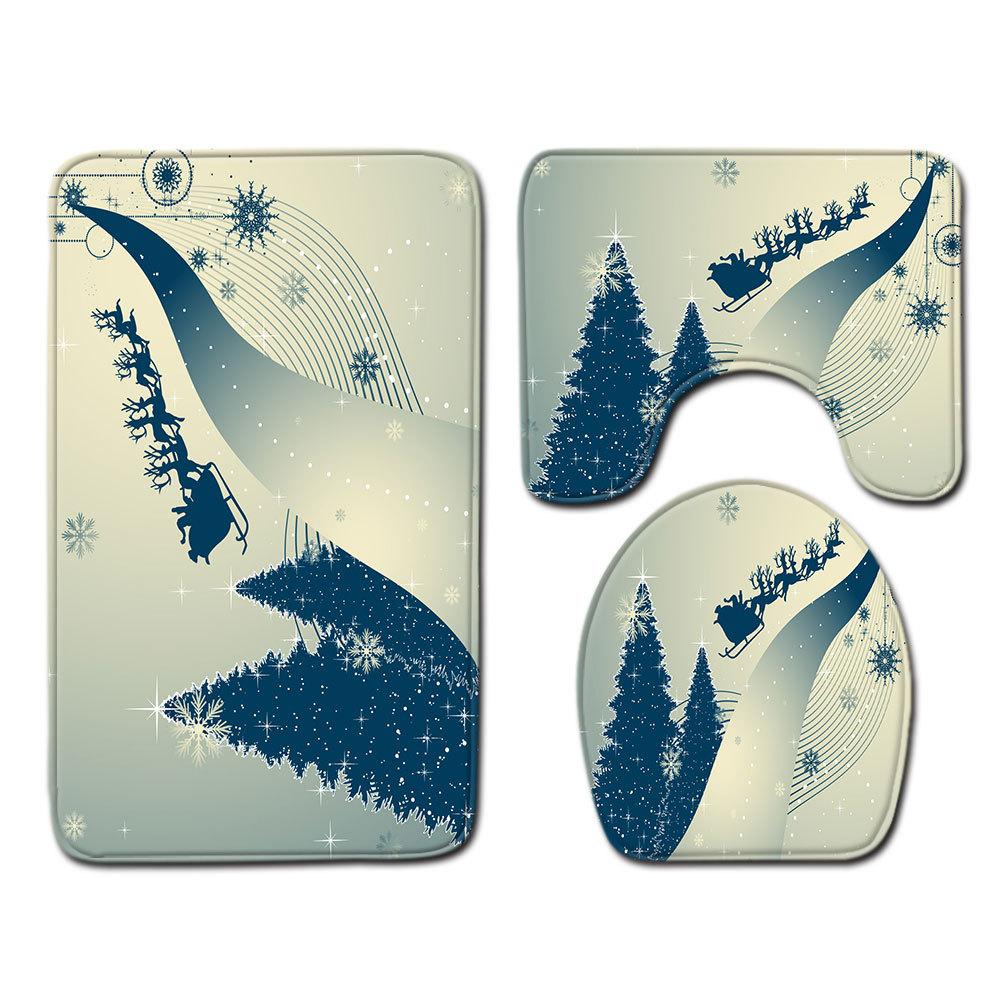 Christmas Bathroom Floor Mat Toilet Three-Piece Set