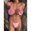 Sexy Weiß Micro Bikini 2024 Frauen Badeanzug Weibliche Bademode Tanga Bikinis Set Brasilianische Halter Strand Tragen Lace Up Badeanzug