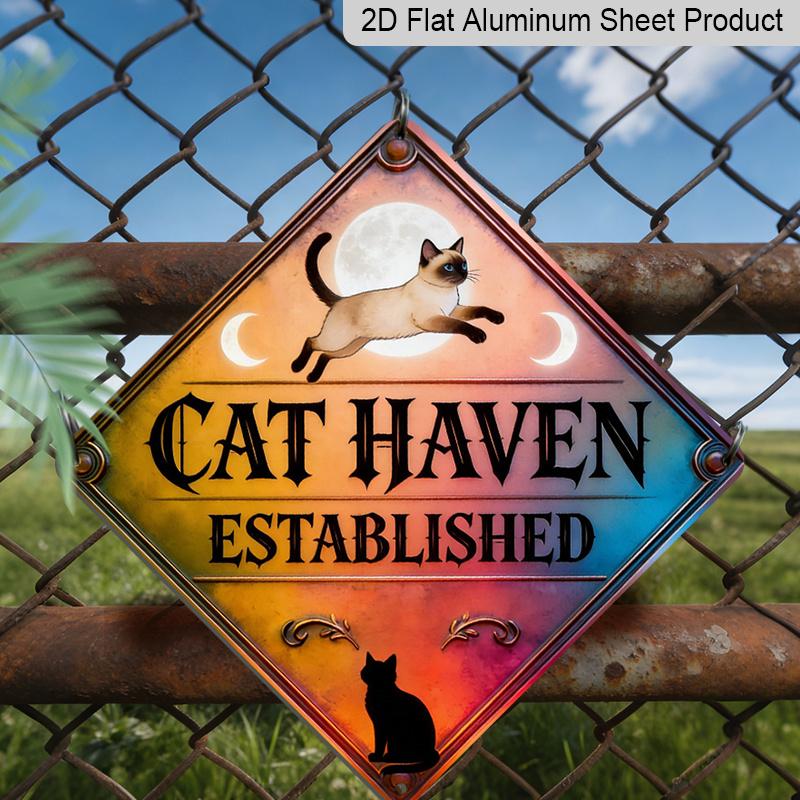 

2D Flat, 1pc - Design Featuring A Cat Paradise Theme, This Metal Wall Decor Gift for A Friend Is A Vintage Sign Suitable for Decorating Living Rooms 20*20cm
