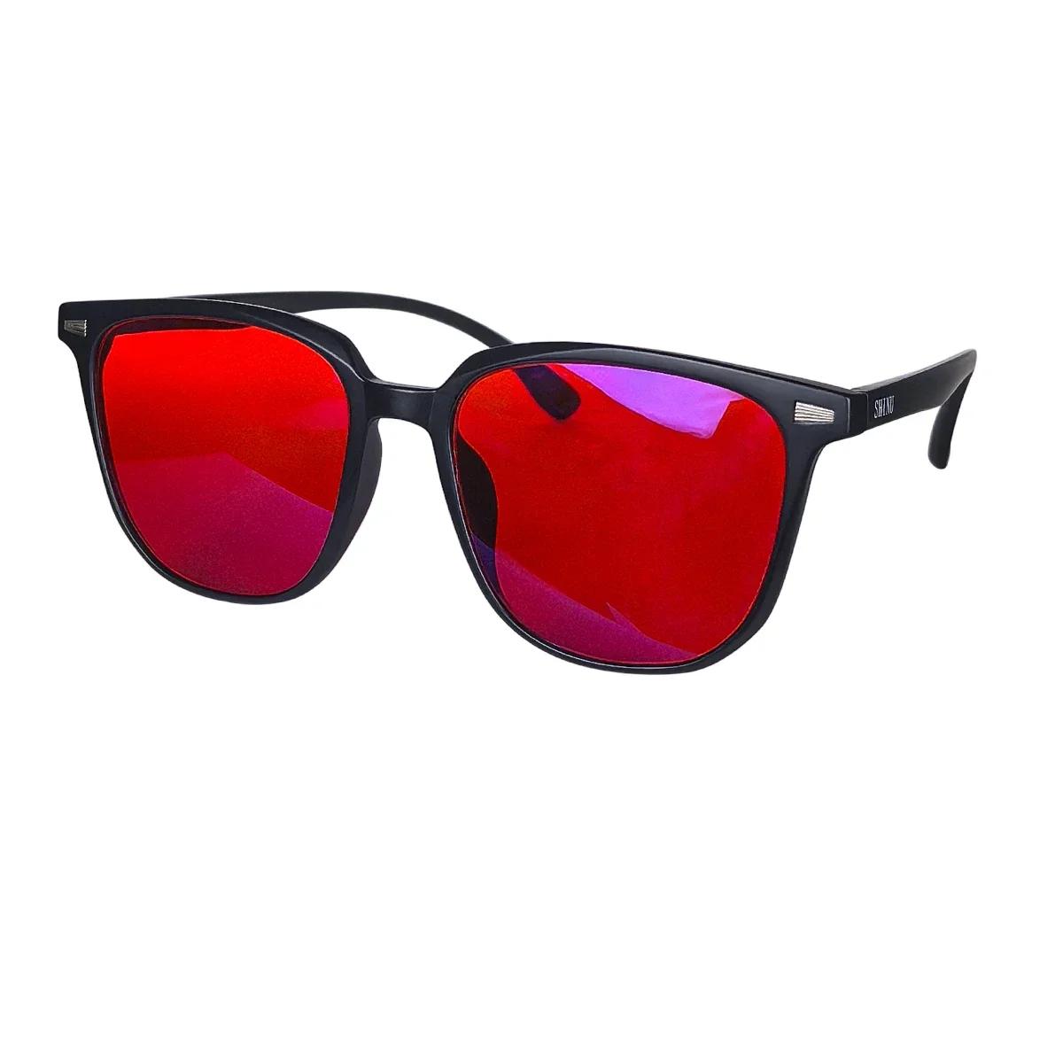 

SHINU Red Lenses Anti Blue Light Glasses For Good Sleep Orange lense glasses work and computer game Men Eliminate Eye Strain