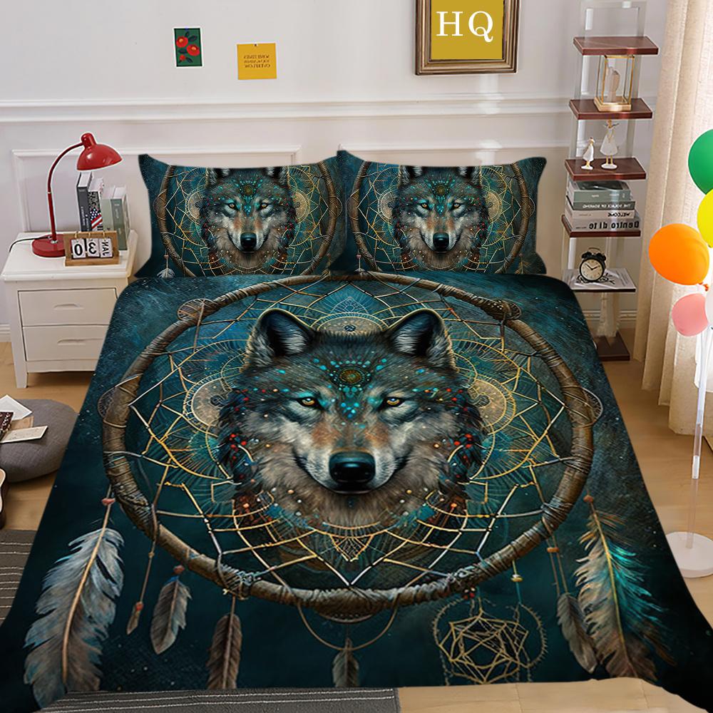 Bettbezüge, Wolf-Druck, Mikrofaser, Einzelbett-Bettwäsche-Set, Bezug für Kinder, weich, hochwertige Heimbettwäsche