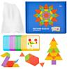 Musterbausteine 155 Teile Holz-Tangram Montessori Spielzeug Geometrische Form Puzzle Kindergarten Klassisch Pädagogisch für Kinder