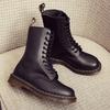 Martin Boots Women's Hole Couple Short Boots Men's and Women's Leather Boots Round Head Trend Motorcycle Shoes