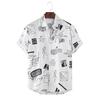 Beach Shirt Graffiti Print Short Sleeve Men Single-breasted Lapel Hawaiian Shirt Beachwear