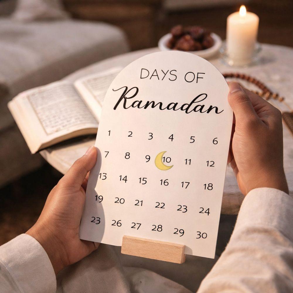 Acrylic Countdown Calendar White Mirror Ramadan Table Ornament  Home Table Decor