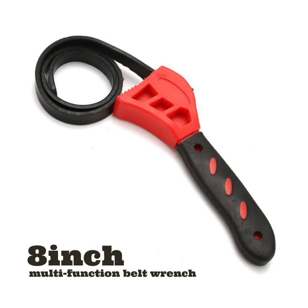 6/8 Inch Belt Wrench Oil Filter Spanner Set Rubber Band Wrench Can Opener Adjustable Water Pipe Pipe Multifunctional Wrench Tool