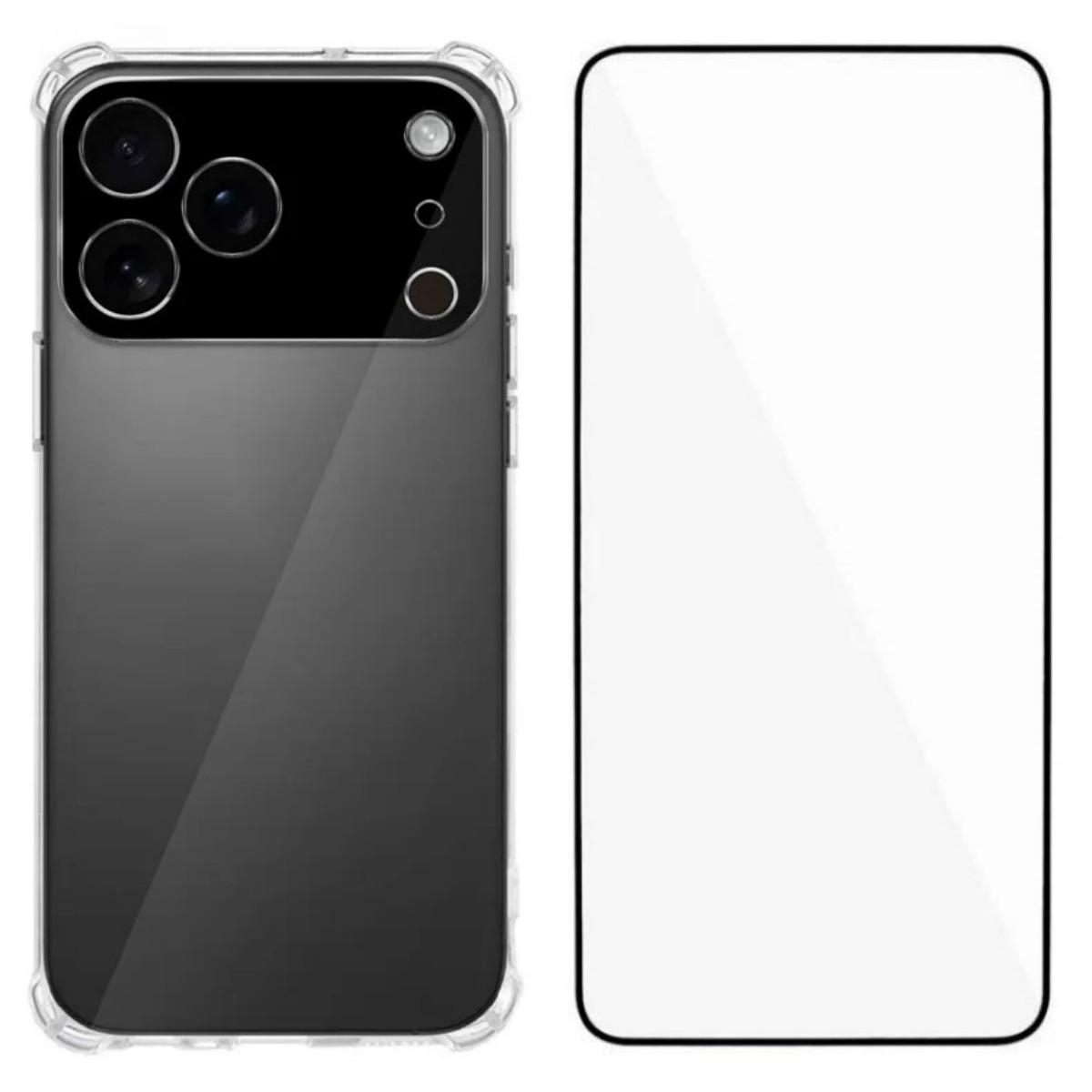 

For iPhone 17 Pro Max TPU Case WANLONFENG WL3 Series 1.5mm Phone Cover with Tempered Glass Film Transparent