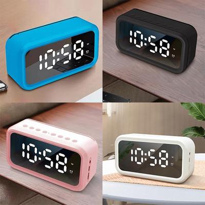 Reloj despertador electrónico con espejo y radio con altavoz Bluetooth y carga