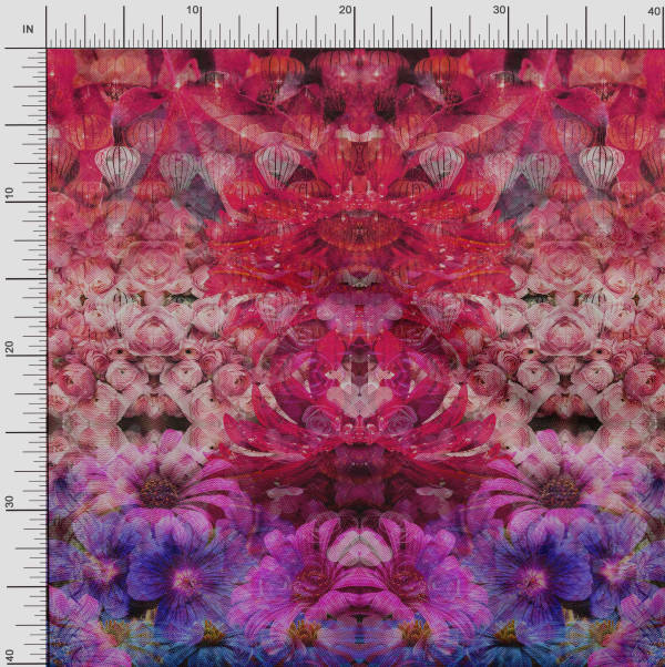 Soimoi Japan Crepe Satin Fabric Daisy & Wild Flower Panel Fabric Prints By metre 42 Inch