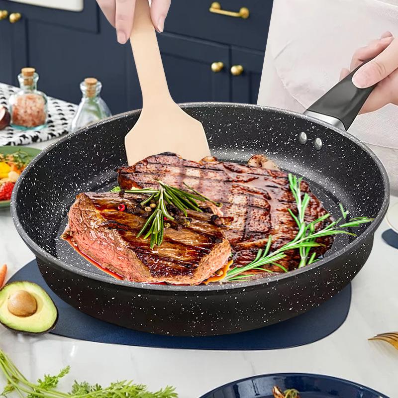 Maifan Stein Antihaft-Bratpfanne – Flacher Boden für Pfannkuchen, Steak und mehr. Neues Modell mit leichtem Design und Rauchreduzierung.