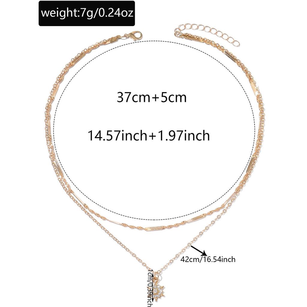 Niche necklaces, European and American jewelry, women's ins multi-layer stacking, personalized sunflower octagram collarbone chain