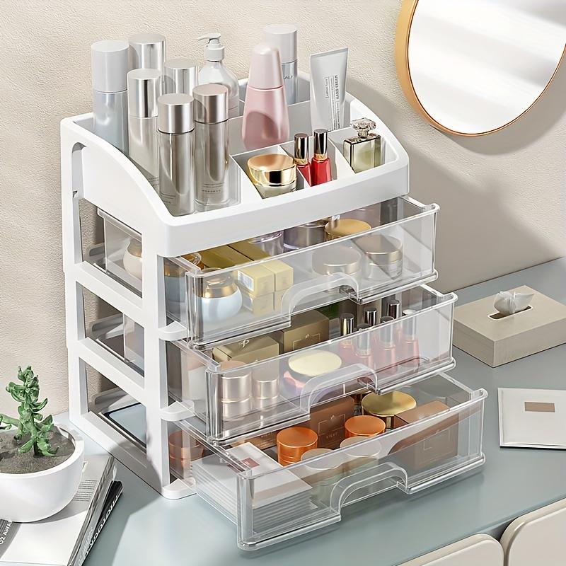 1 buc Cutie de depozitare multifuncțională din plastic transparent pentru birou, cosmetică, papetărie, suport de afișare