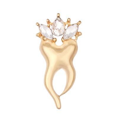 Zarte Zähne Brosche Diamant Inlay Krone Zähne Ornament Metall Abzeichen süße Pin