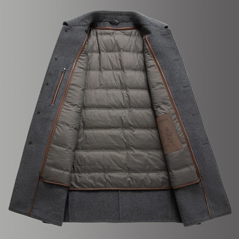 Autumn and Winter Wool Coat Men's Medium Double-sided Woolen Coat Versatile Cashmere Windbreaker Men's Down Coat Thick