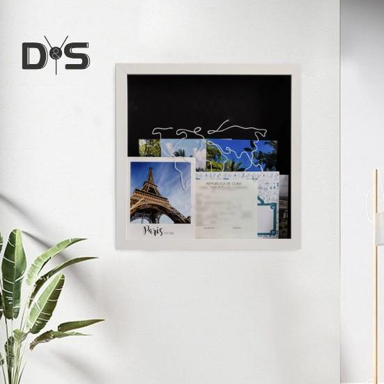 Traveler Shadow Box Frame - 12x12 Inch Keepsake Display For Tickets, Caps, & Memories With Top Slot & Easel