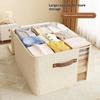 45×35×25cm Extra Large Cotton Linen Storage Box Dual-Window Zippered Organizer with Handles Quilt Storage Box for Home