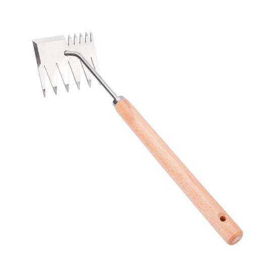 

Stainless Steel Weed Remover Tool Six-Tooth Double Head Garden Weeding Tool Manual Weeder with Cutting Blade Serrated Edge for Precision Weeding A