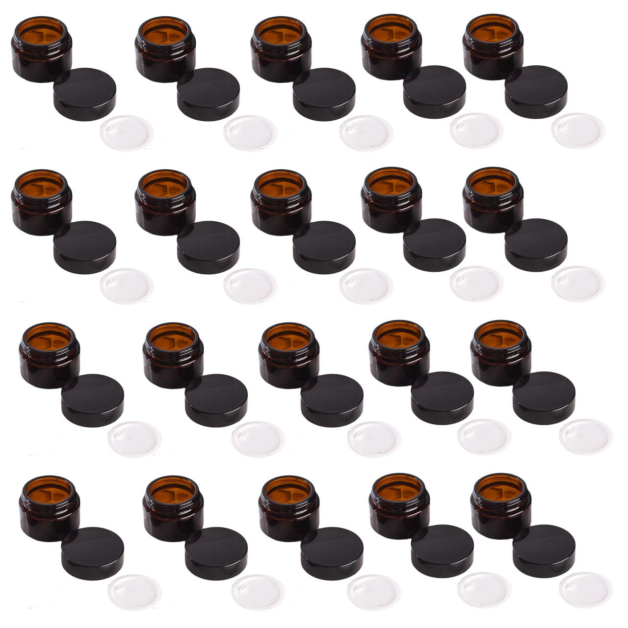 

HAMILO Glass Cream Bottles, Light-Proof Storage Containers, Brown, Set of 20 (10g)