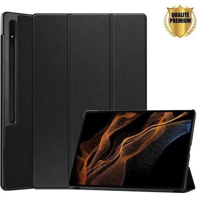Tablet Case - E.F.CONNECTION - for Samsung TAB S8 - Black - PU Leather - Microfibers - 11 Inch