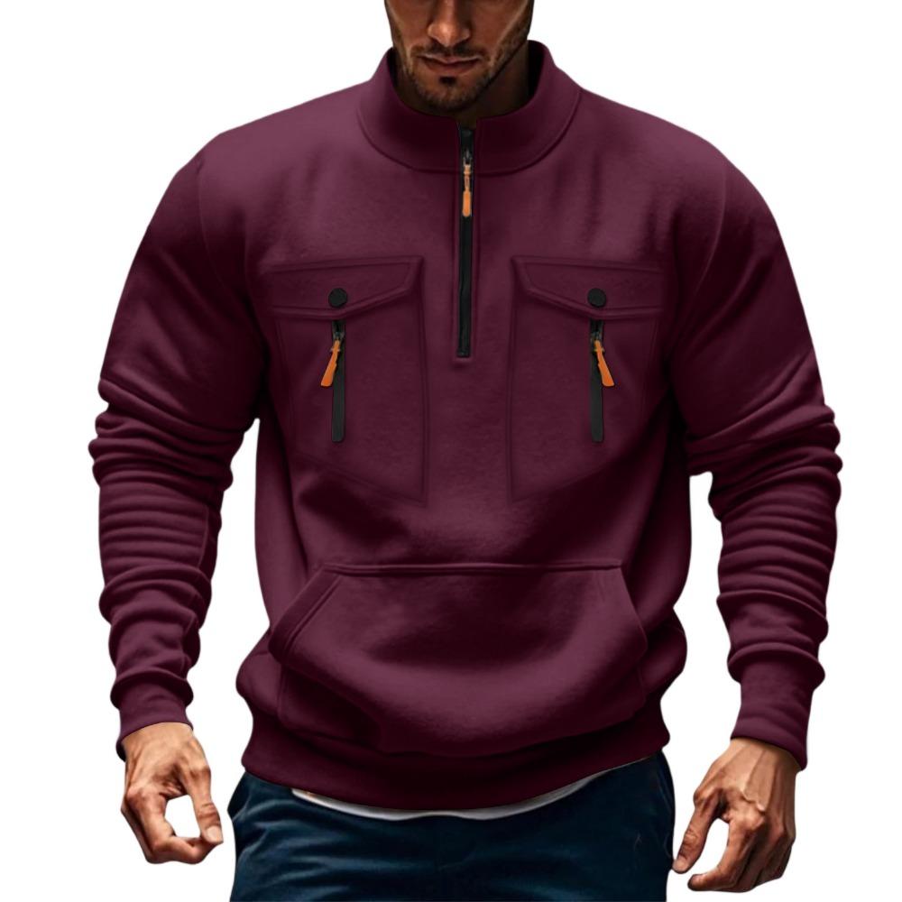 Autumn and Winter Men's Hoodie Zipper Hooded Sweatshirt Sports Casual Cardigan Jacket with Multiple Pockets Hooded