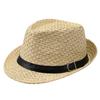 Men'S Hat Curled Leather Buckle Jazz Hat Spring Summer Shade Beach Top Hat Straw Hat Outdoor Mountain Climbing Sun Protection Cowboy Hat