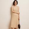Women's Cashmere V-Neck Sleeveless Knit Dress - Mid-Length, Solid Color, Slimming Fit