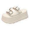 Internet Celebrity Thick-bottomed Toe Slippers Women 2025 New Fashion Retro One-word Belt Buckle Casual Beach Slippers Women
