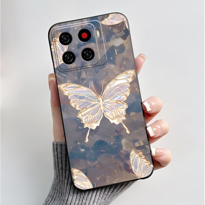 Printing Pattern Case For ZTE Blade A56 Z2473 Nubia A56 Soft Silicone Black Shell Cover For Blade A56 Pro Cute Flower Casing