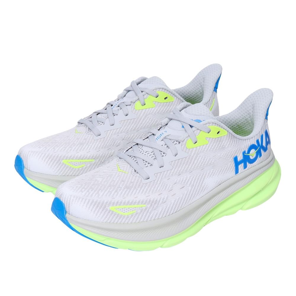 HOKA Clifton 9 Running Medium Gray with Flash Yellow Sneakers for Jogging and Walking Shoes, (1127895-STLC), (Medium Gray/Size 28.5/Men's)