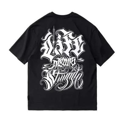 Street Retro Chicano Print Hip-hop Short-sleeved T-shirt Men's Summer Tattoo Hip-hop Round Neck Cotton Loose Top Men's Clothing