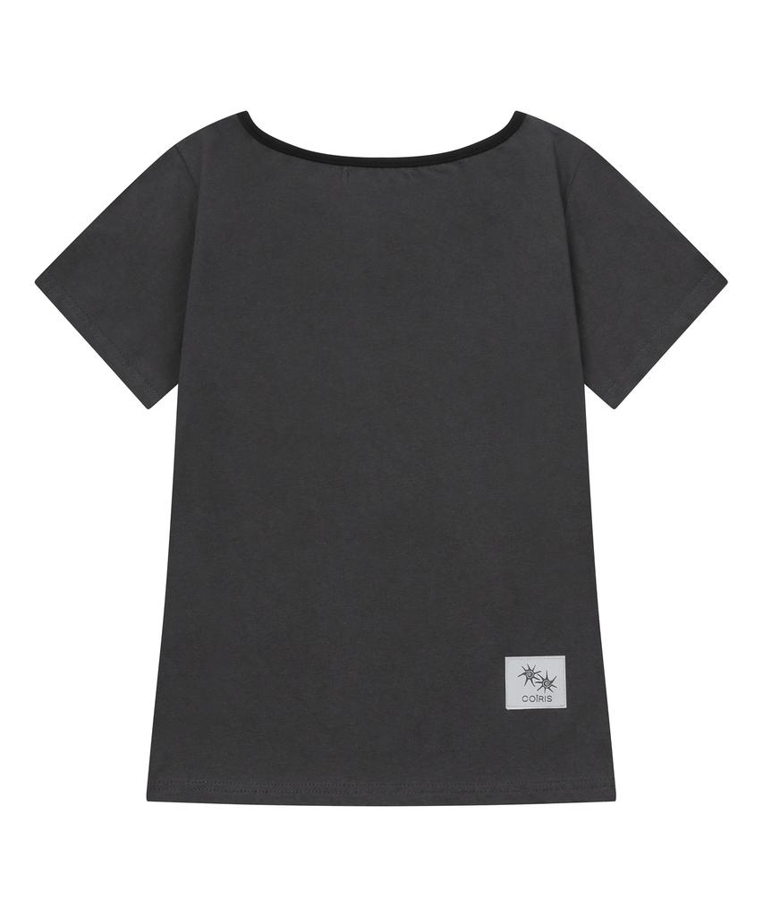 Koiliseu Soluna One-Shoulder Contrast Short Sleeve Tee (13 Colors)