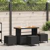 VidaXL 4-piece Garden Dining Set with Black Poly Rattan and Acacia Cushions 42007921