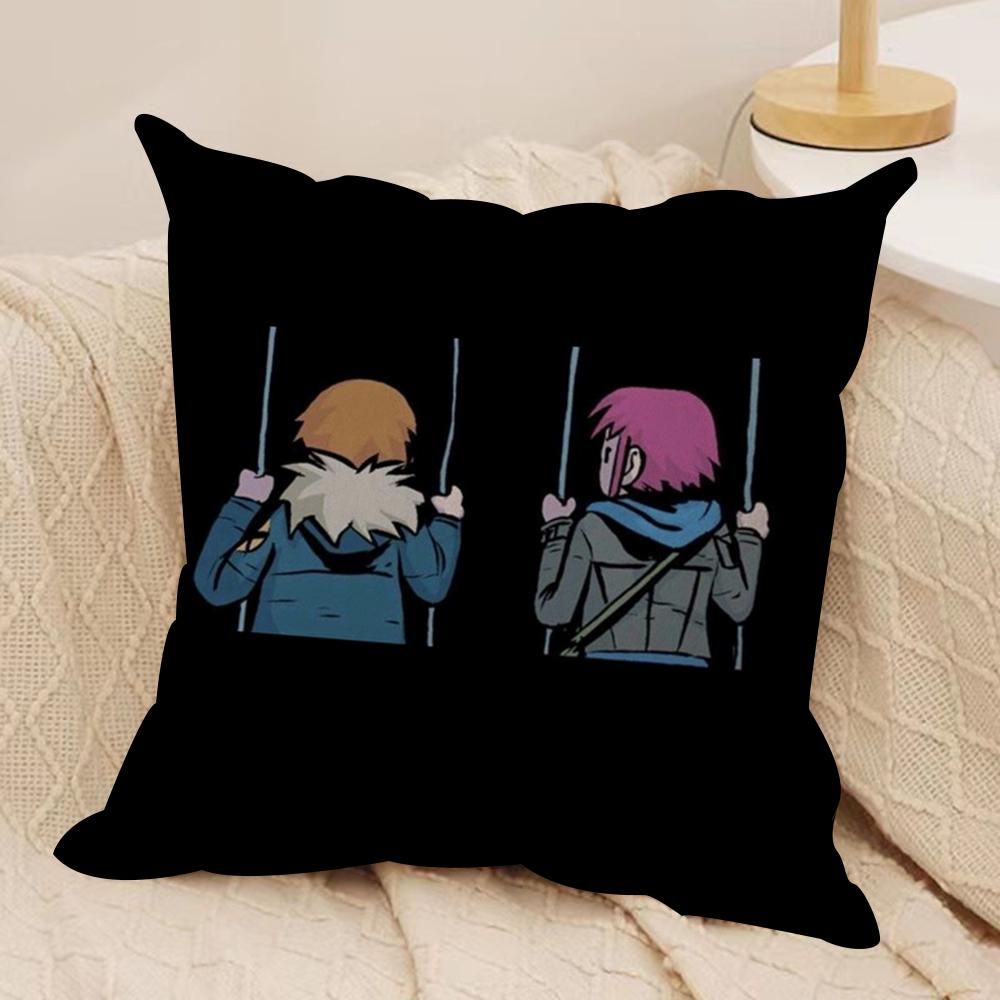 Cartoon SScott PPilgrim Cushion Cover Soft Plush Fabric DoubleSided Printed Sofa Cushion Cover for All Seasons Home DecorGift
