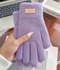 Fingerless Touchscreen Cycling Gloves for Cold, Thick -Lined Winter Gloves for Men and Women, Purple
