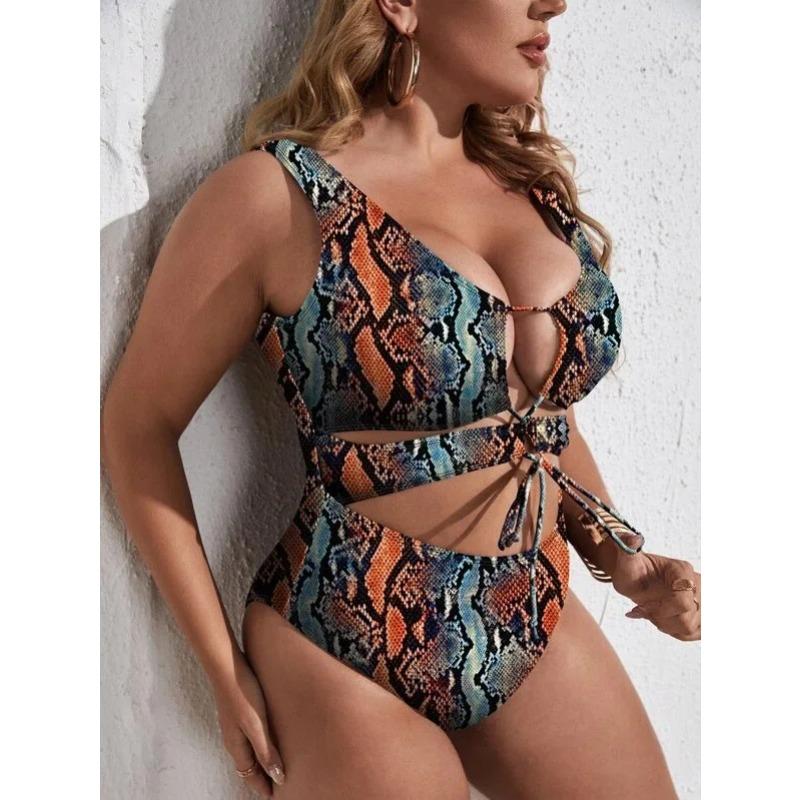 2025 Sexy Push UP Plus Size Swimwear Women Strapped Hollow Large One Piece Swimsuit Backless Beach Big Bathing Suit