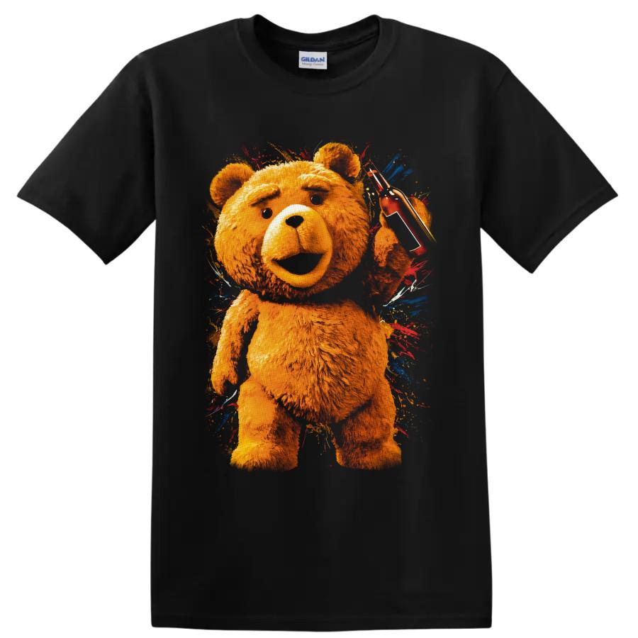 Ted Film T-Shirt mit lustigem Teddybär-Sonnenbrillen-Farbklecks-Grafikdesign