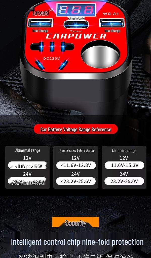 Universal Car Power Inverter 12V/24V to 220V with Smart Charging