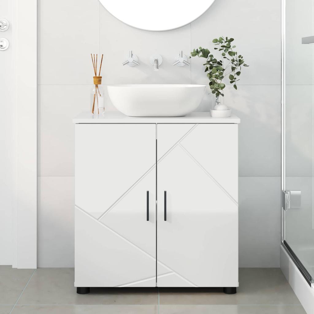 Bathroom Cabinet with Storage Glossy White 61 X 35 X 64 Cm